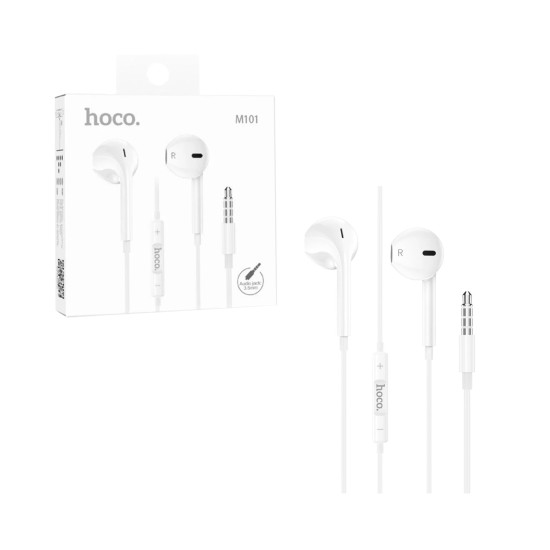 Hoco Wired Earphones M101 Crystal Joy with Microphone 3.5mm 1.2 White